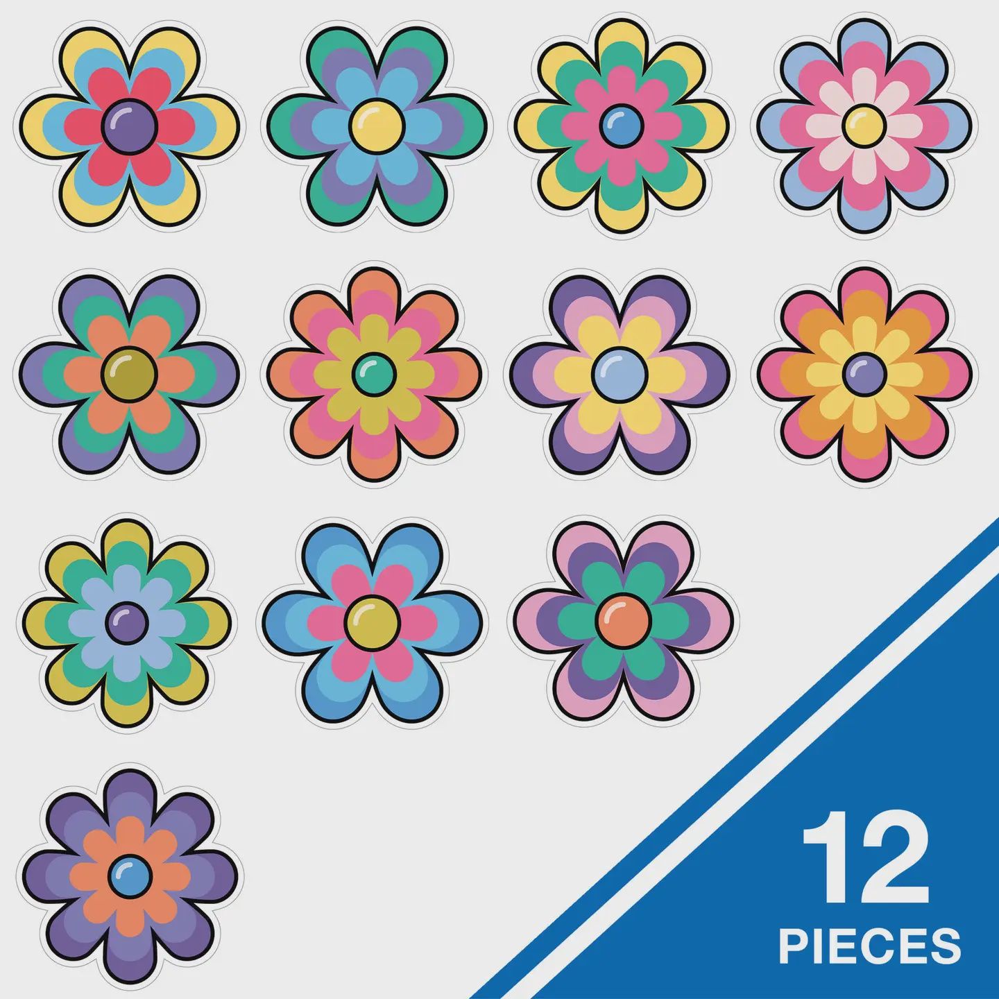 Happily Ever Elementary Retro Remix Jumbo Flowers Cutouts