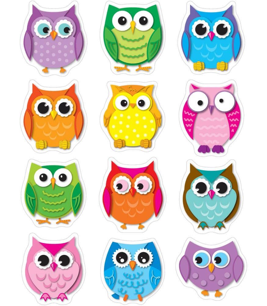 Colorful Owls Shape Stickers