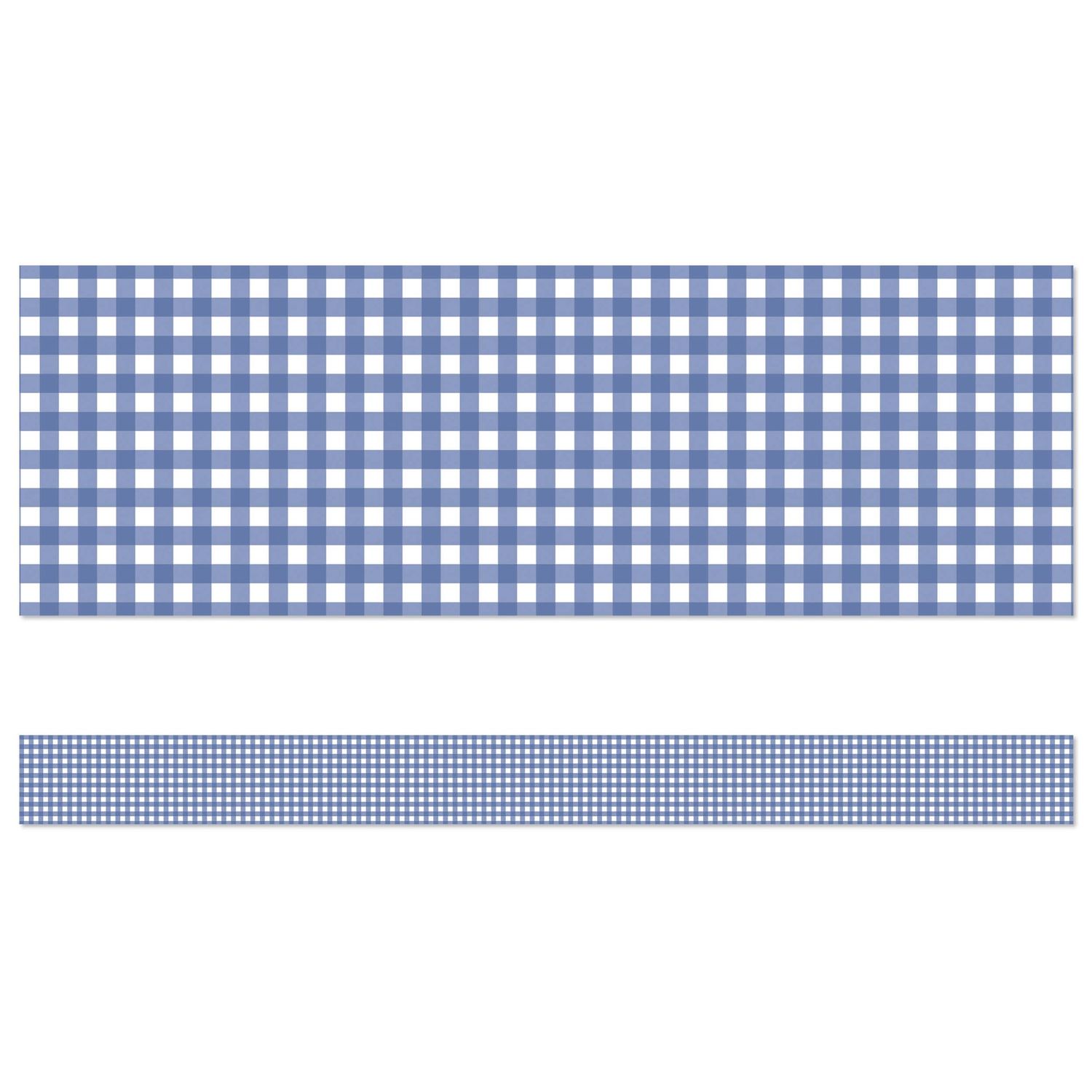Farmers Market Blue Gingham Straight Bulletin Board Borders