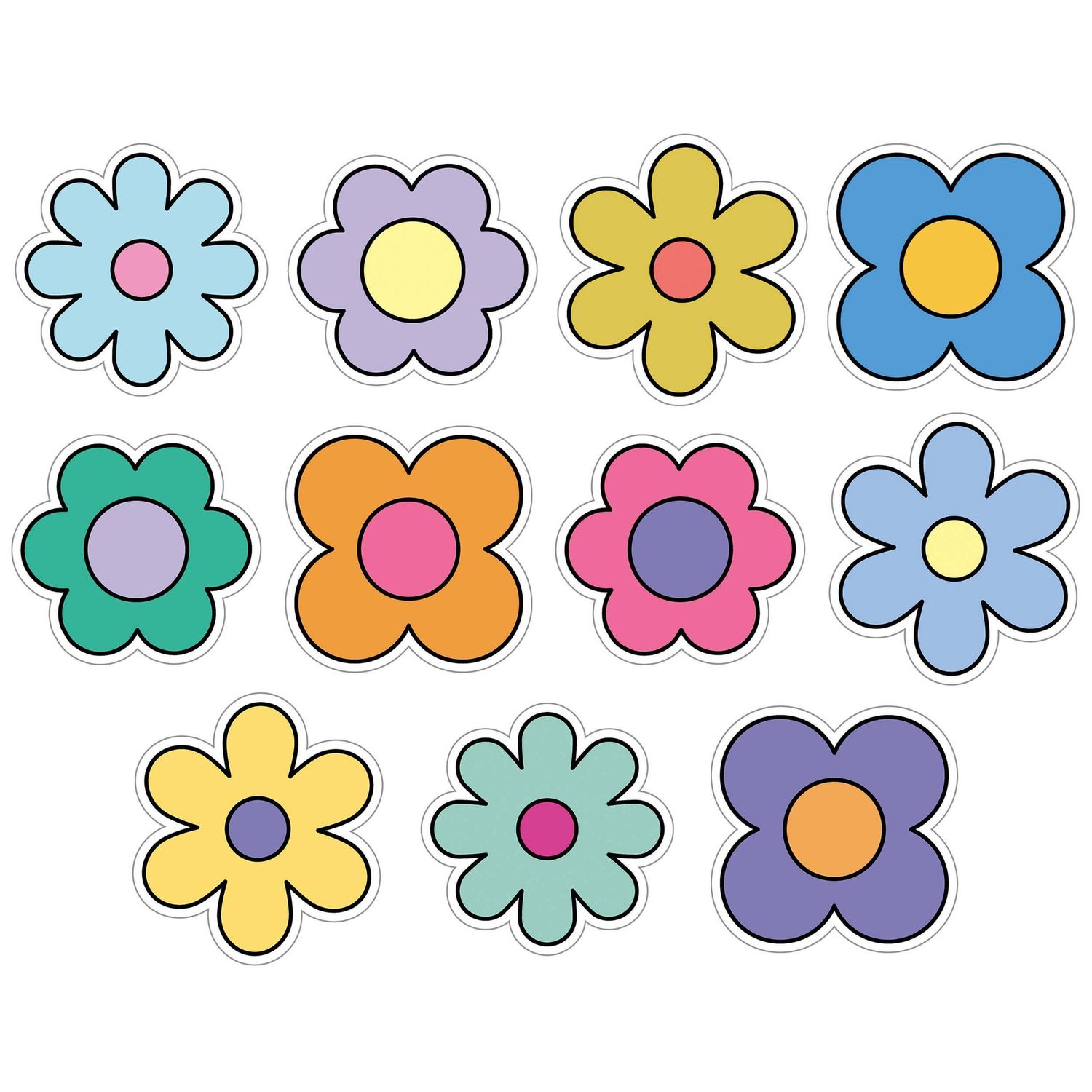 Happily Ever Elementary Retro Remix Flowers Cutouts