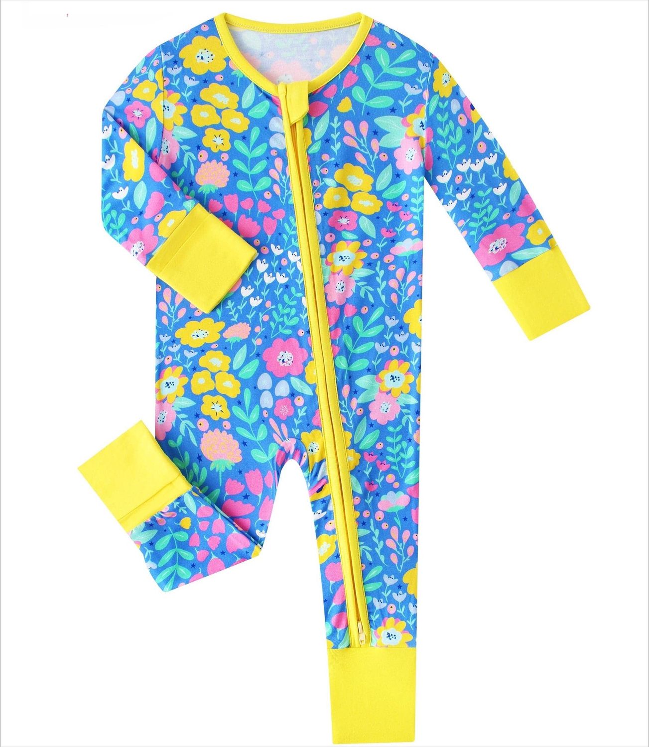 Posh TOT Sunny Blooms Bamboo Baby Convertible Zippy Romper  3-6M