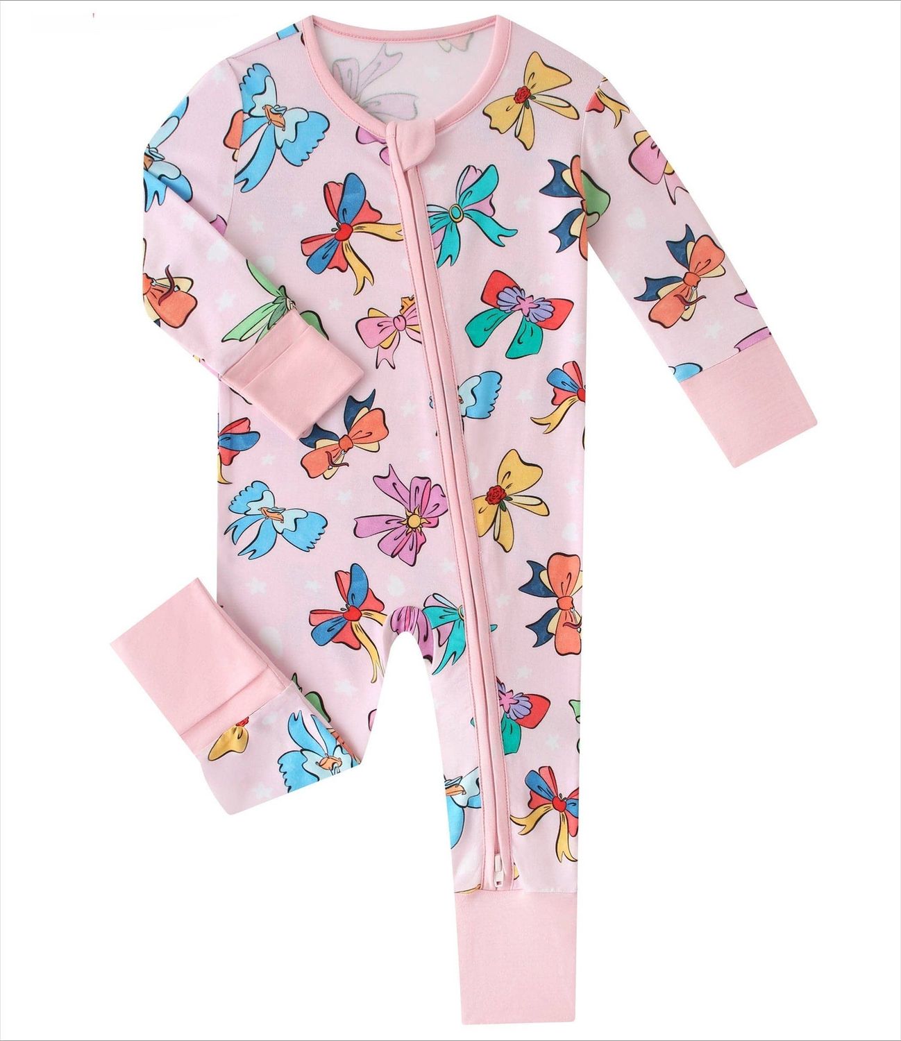 Posh TOT Royal Bows Bamboo Baby Convertible Zippy Romper   3-6M