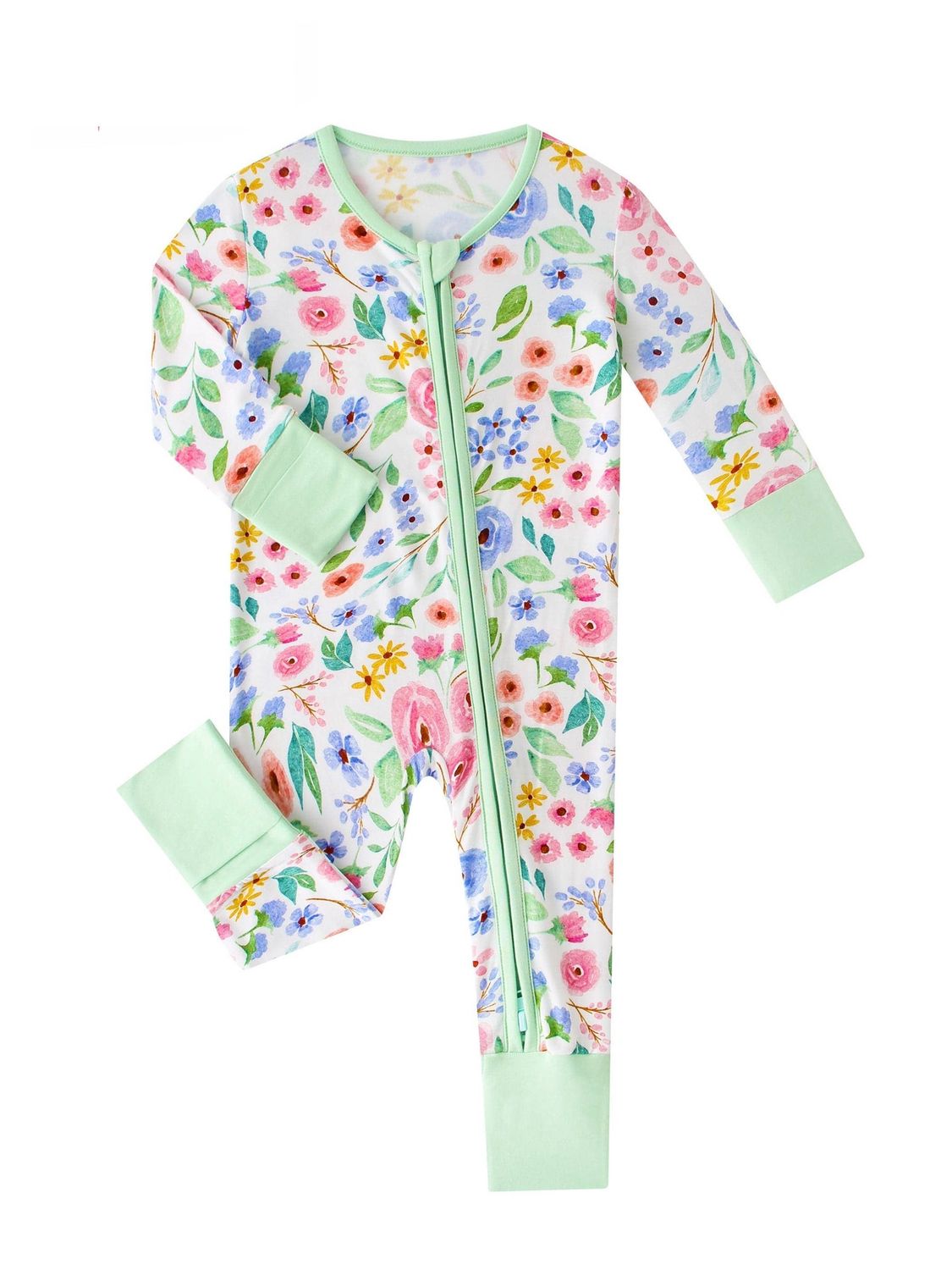 Posh TOT Ditsy Floral Bamboo Baby Convertible Zippy Romper   6-12M