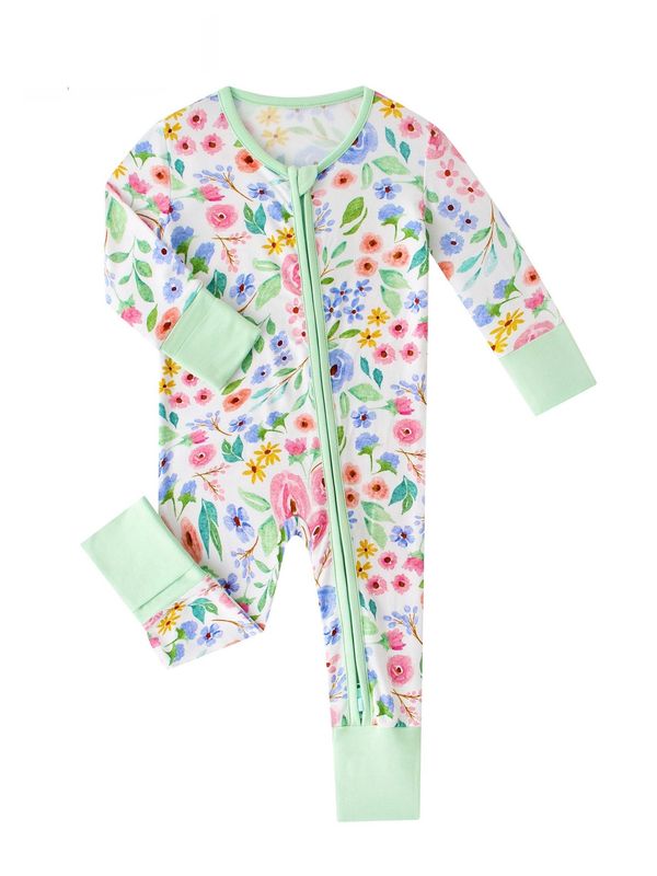 Posh TOT Ditsy Floral Bamboo Baby Convertible Zippy Romper   6-12M