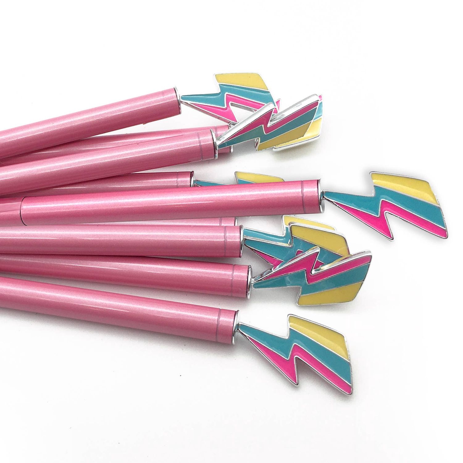 ENAMEL LIGHTNING BOLT CHARM PEN - PINK