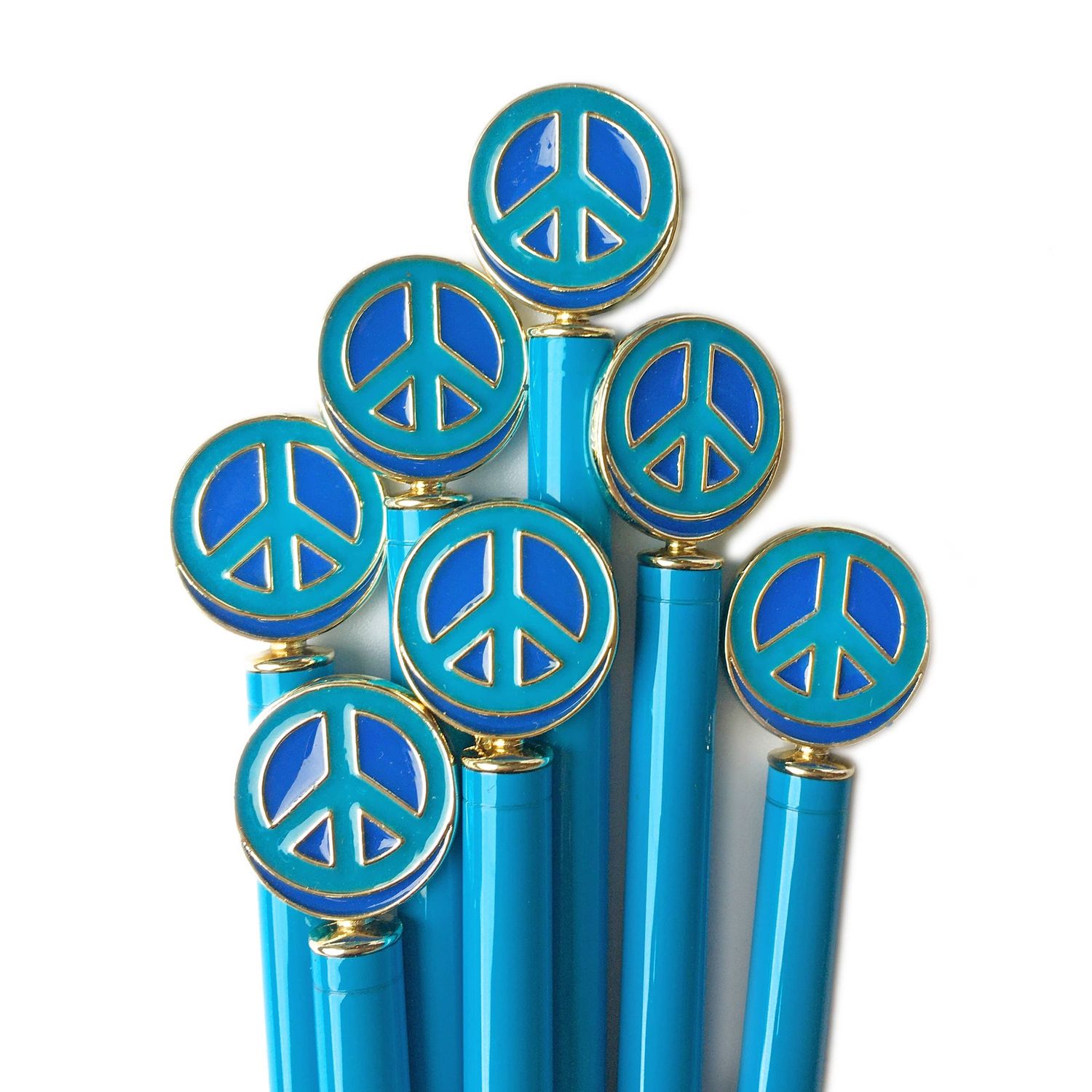Enamel Peace Charm Pen - Blue