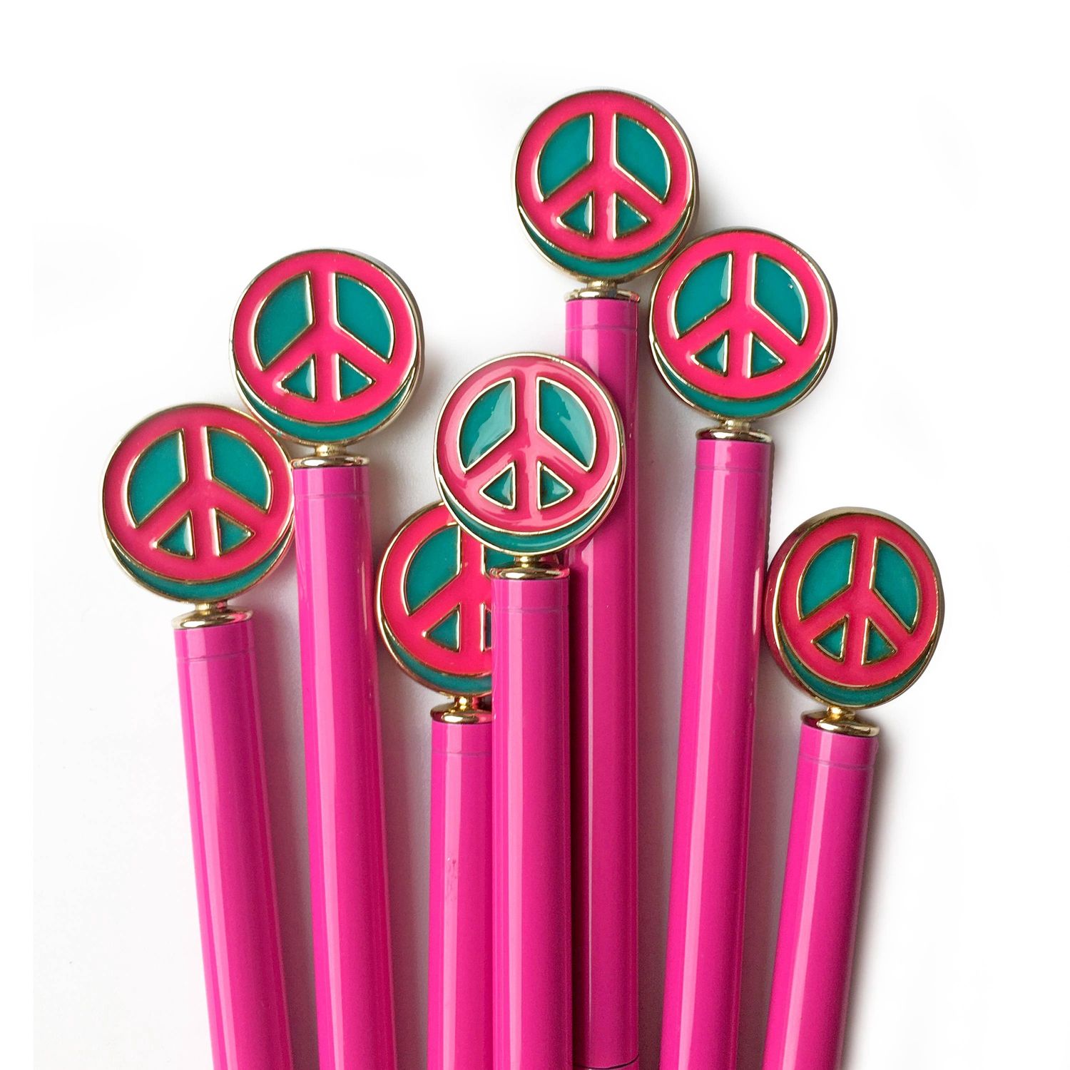 Enamel Peace Charm Pen - Pink