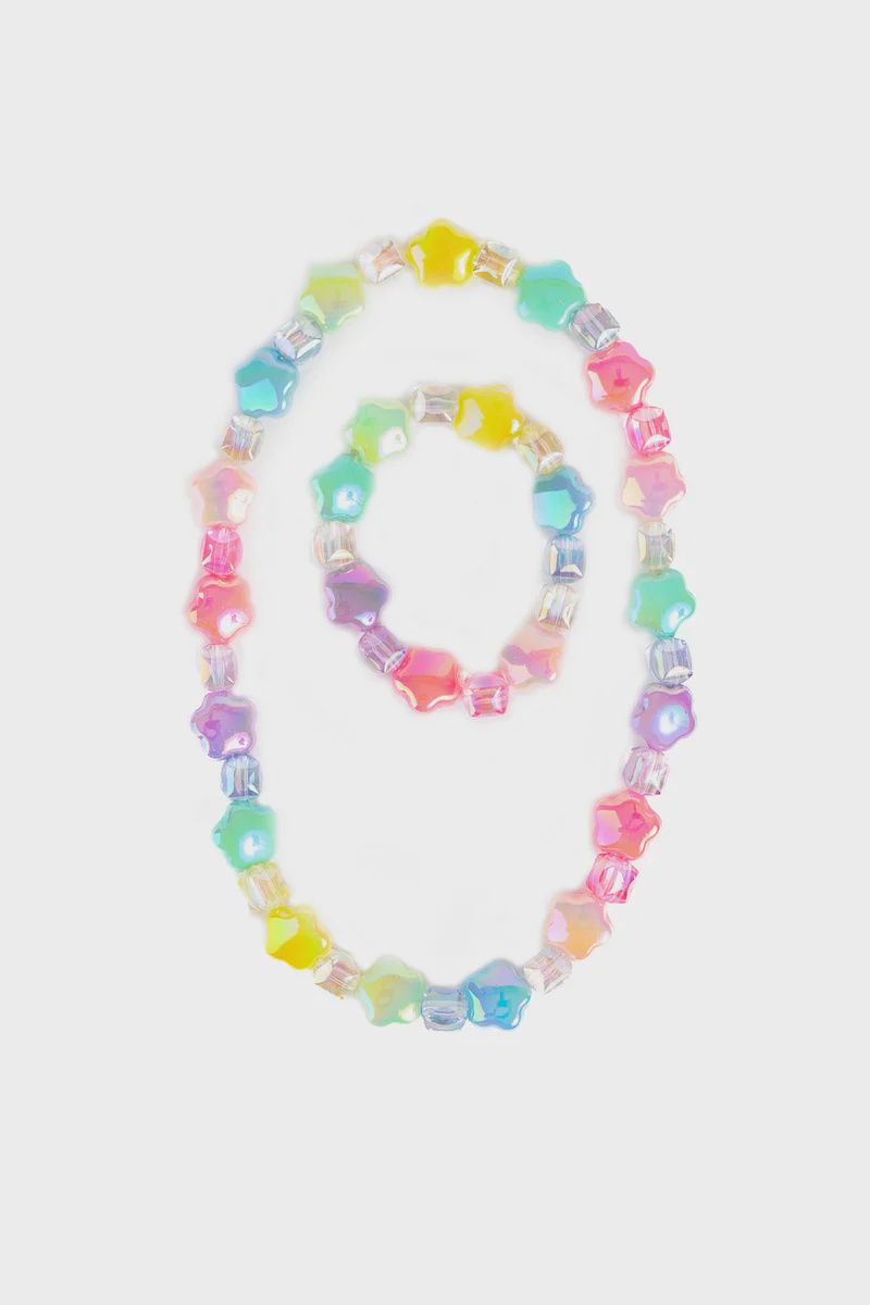 Wish Upon a Rainbow Star Necklace &amp; Bracelet Set, 2pc