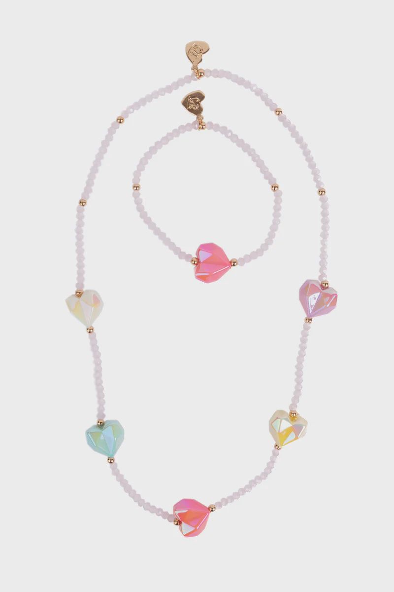 Heart Geode Necklace &amp; Bracelet Set