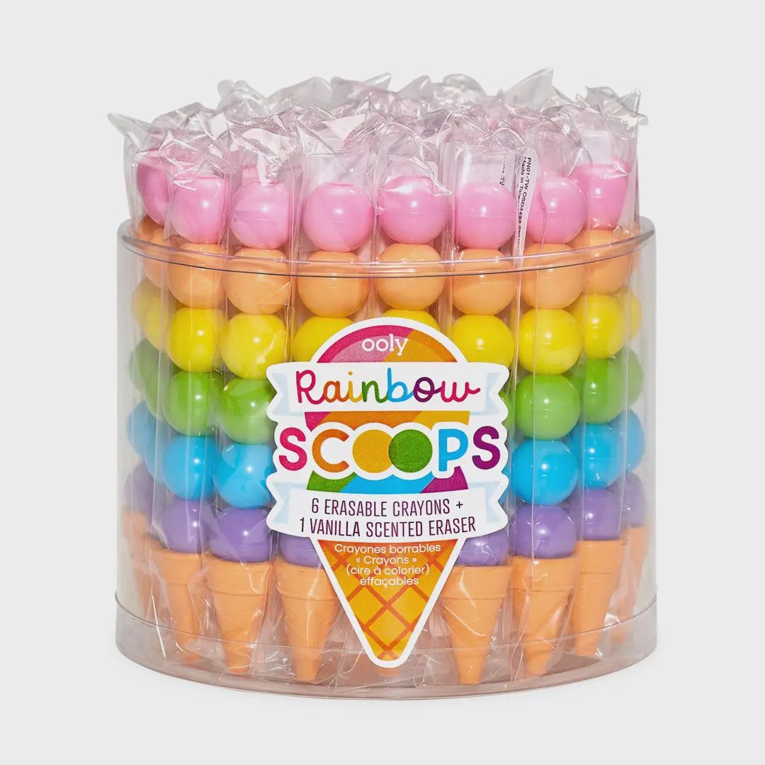 Rainbow Scoops: Stacking Erasable Crayons + Scented Eraser