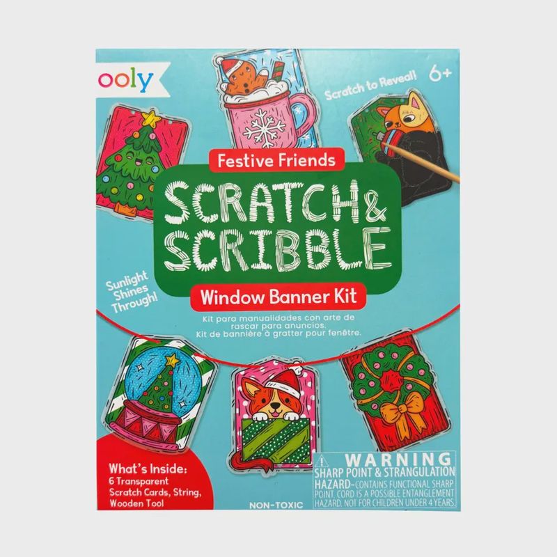 Mini Scratch &amp; Scribble Window Banner Kit - Festive Friends