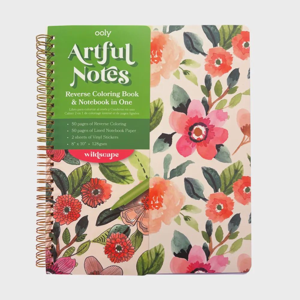 Artful Notes Reverse Coloring Book and Notebook - Wildscape