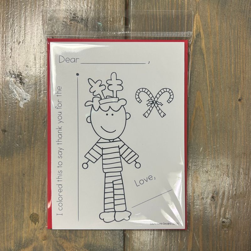Boy Holiday Color In Thank You Cards