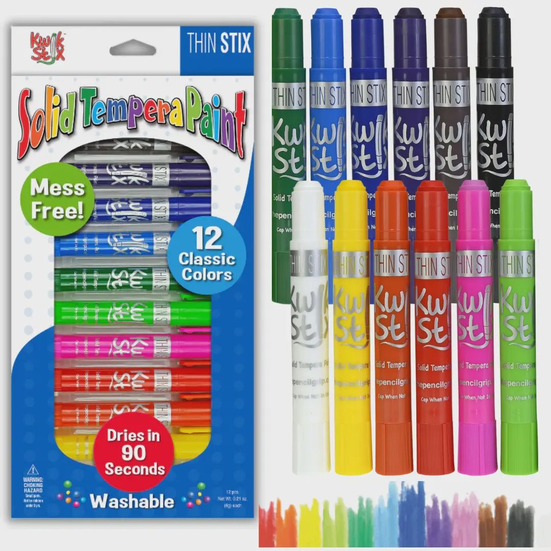 Thinstix Tempera Paint - 12 Thin Classic Colors