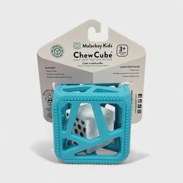 Blue Chew Cube - Silicone Teether Rattle