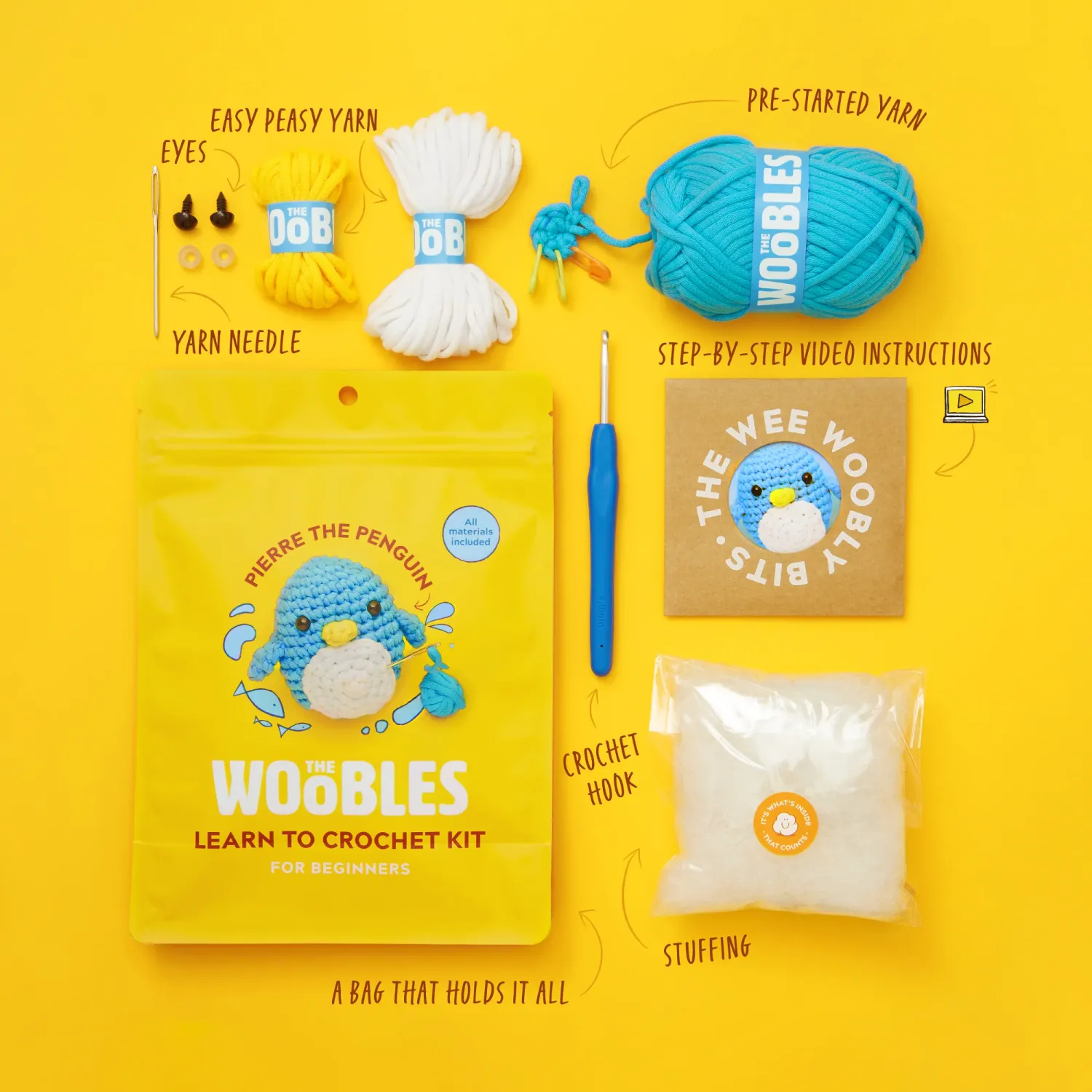 Pierre the Penguin Crochet Kit WOOBLES