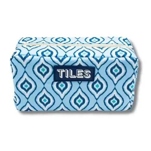 Premium Mahjong Tile Bags  |  Fits Most Large Tile Sets  : IKAT-Blue Tile Bag