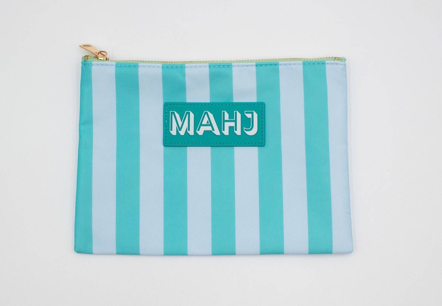 Premium Mahjong Card &amp; Accessory Bag: Stripes- Green &amp; Blue Card &amp; Accessory Bag