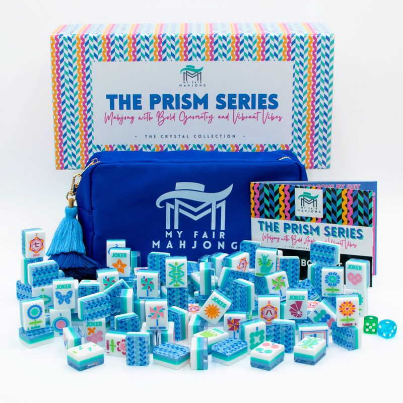 Crystal Prism Blue | Mahjong with Bold Angles and Vibrant Vibes | 1.25" x 0.9" x 0.7"