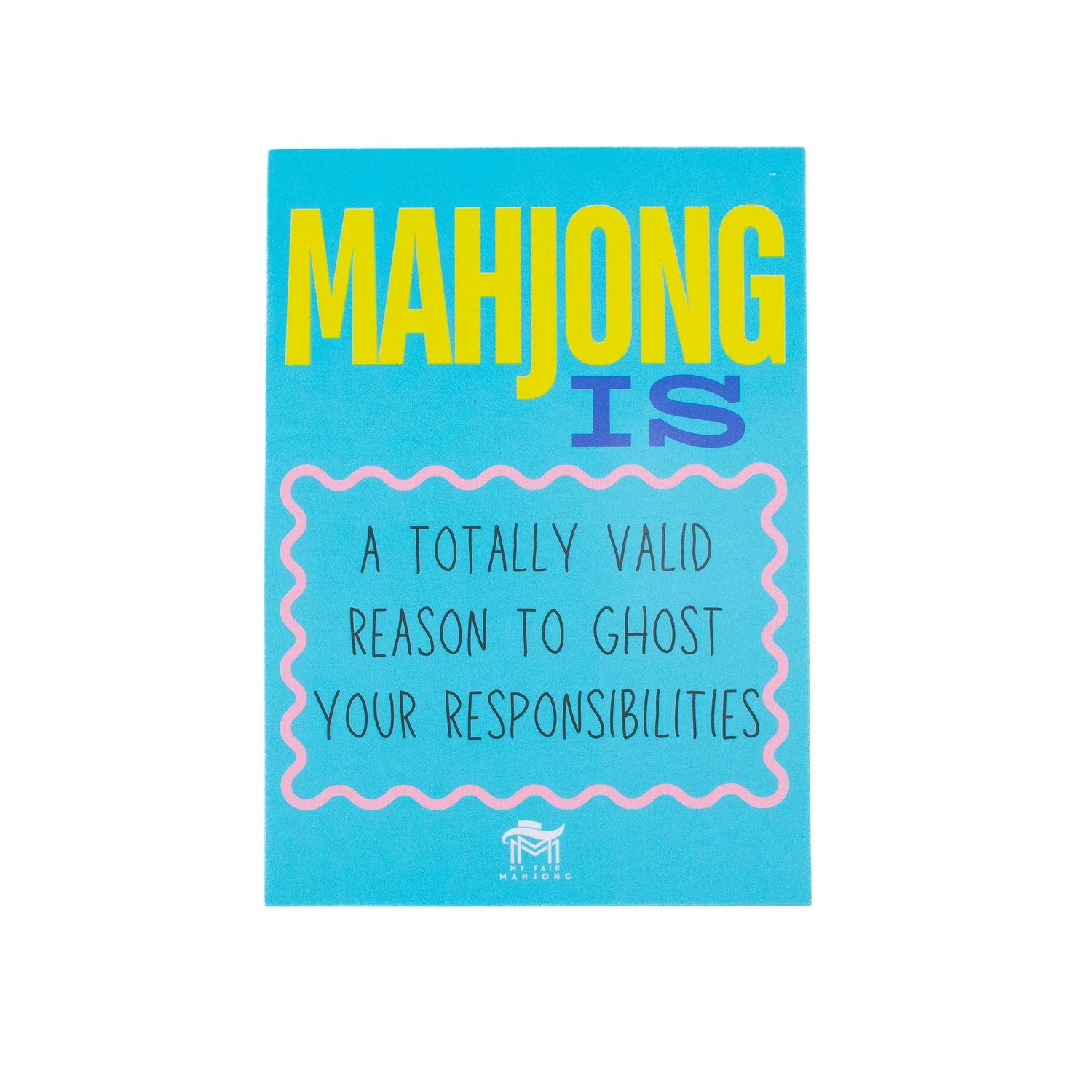 MAHJONG SHUFFLE CARD  |  Mahjong Is Series  |  Sized to Store with League Cards: Blue- Ghost Responsibilities