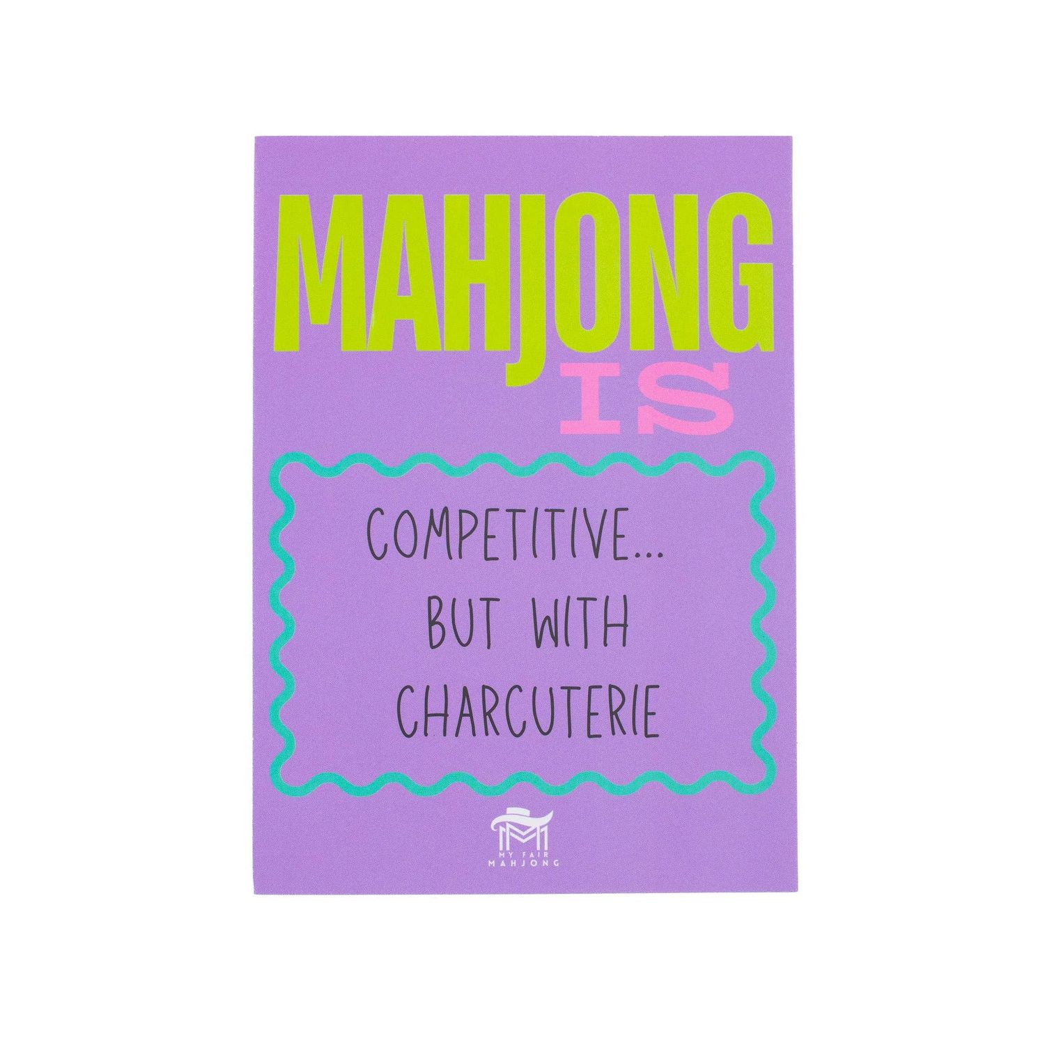 MAHJONG SHUFFLE CARD  |  Mahjong Is Series  |  Sized to Store with League Cards: Purple- Competitive with Charcuterie