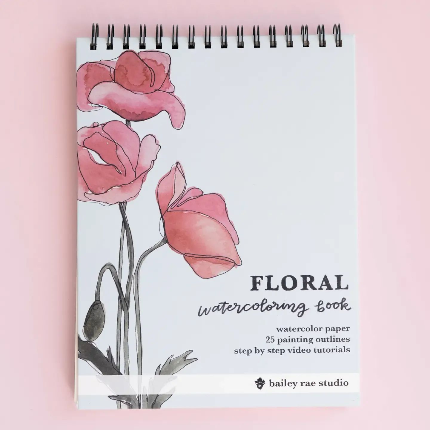 Floral Watercoloring Book - Outlines with Video Tutorials