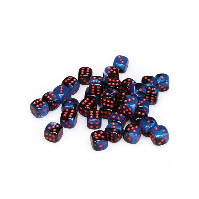 Chessex: 12mm D6 - Gemini - Black Starlight w/ Red