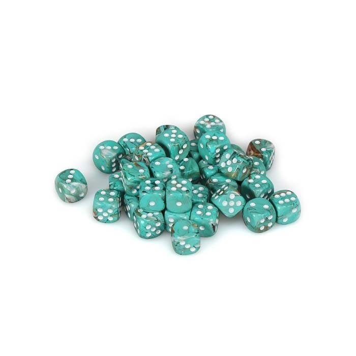 Chessex: 12mm D6 - Marble - Oxi Copper w/ White