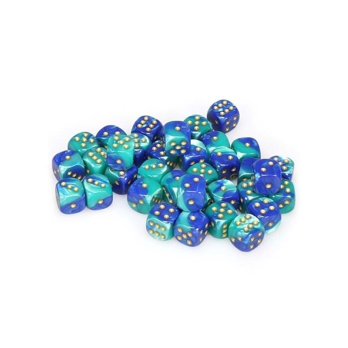 Chessex: 12mm D6 - Gemini - Blue-Teal w/ Gold