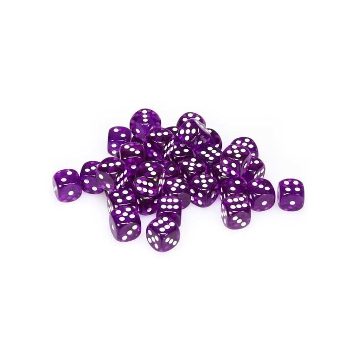 Chessex: 12mm D6 - Translucent - Purple w/ White
