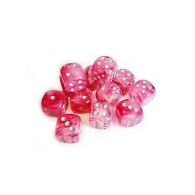 Chessex: 16mm D6 - Ghostly Glow - Pink w/ Silver