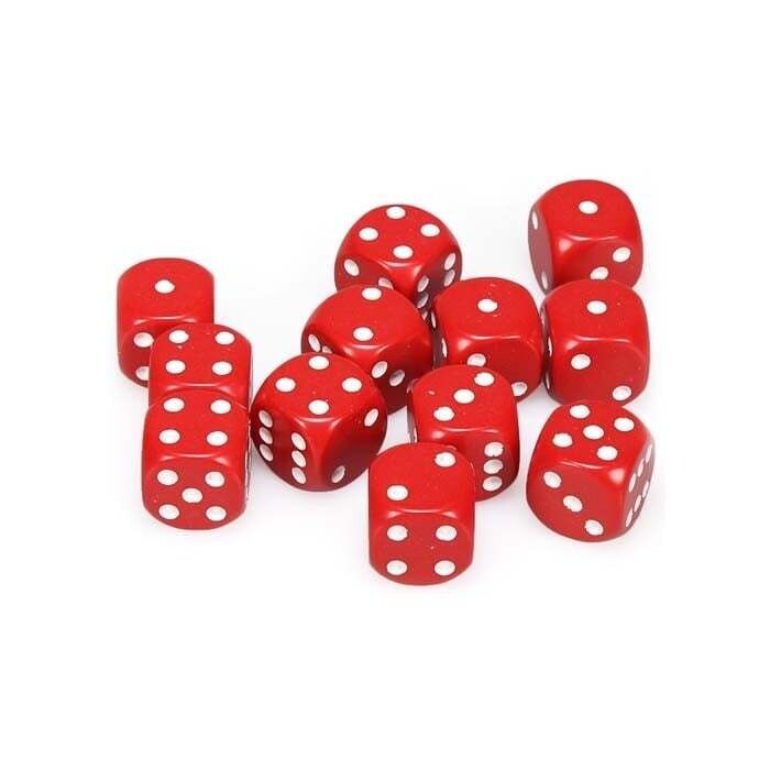 Chessex: 16mm D6 - Opaque - Red w/ White