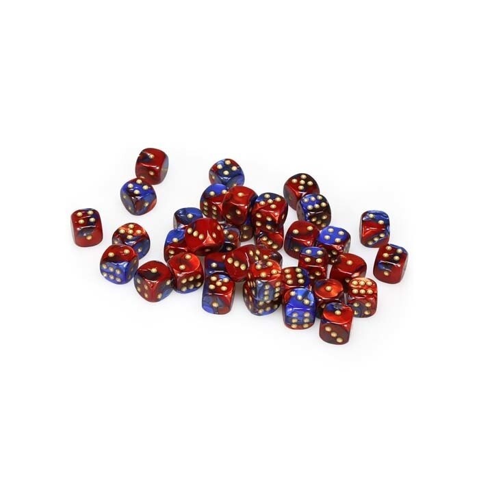 Chessex: 12mm D6 - Gemini - Blue-Red w/ Gold