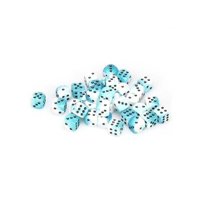 Chessex: 12mm D6 - Gemini - Teal-White w/ Black