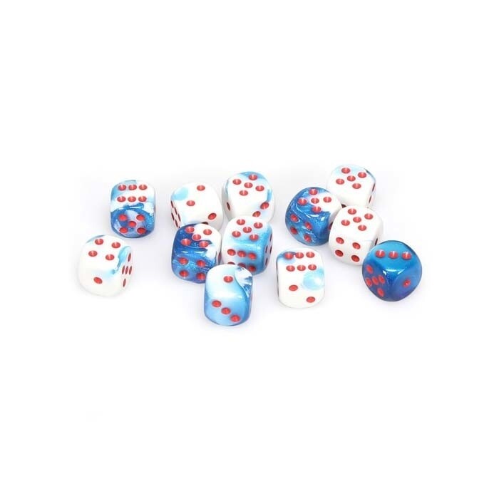 Chessex: 16mm D6 - Gemini - Astral Blue-White w/ Red
