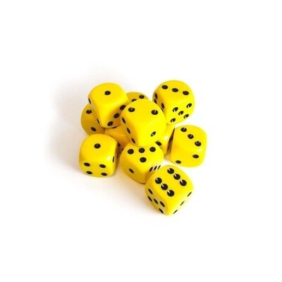 Chessex: 16mm D6 - Opaque - Yellow w/ Black