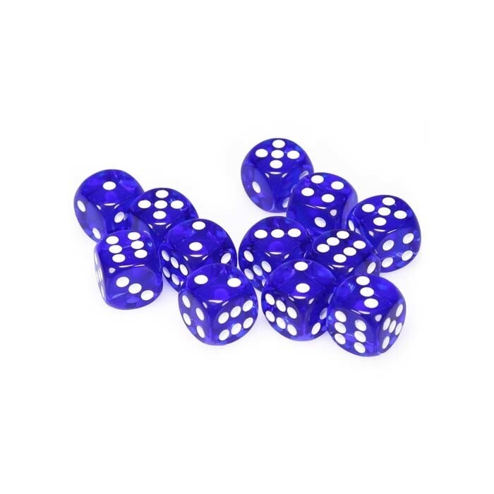 Chessex: 16mm D6 - Translucent - Blue w/ White