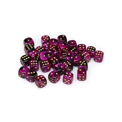 Chessex: 12mm D6 - Gemini - Black-Purple w/ Gold