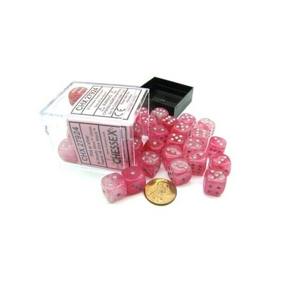 Chessex: 12mm D6 - Ghostly Glow - Pink w/ Silver