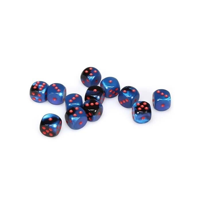 Chessex: 16mm D6 - Gemini - Black Starlight w/ Red