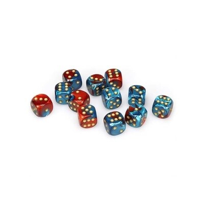 Chessex: 16mm D6 - Gemini - Red Teal w/ Gold