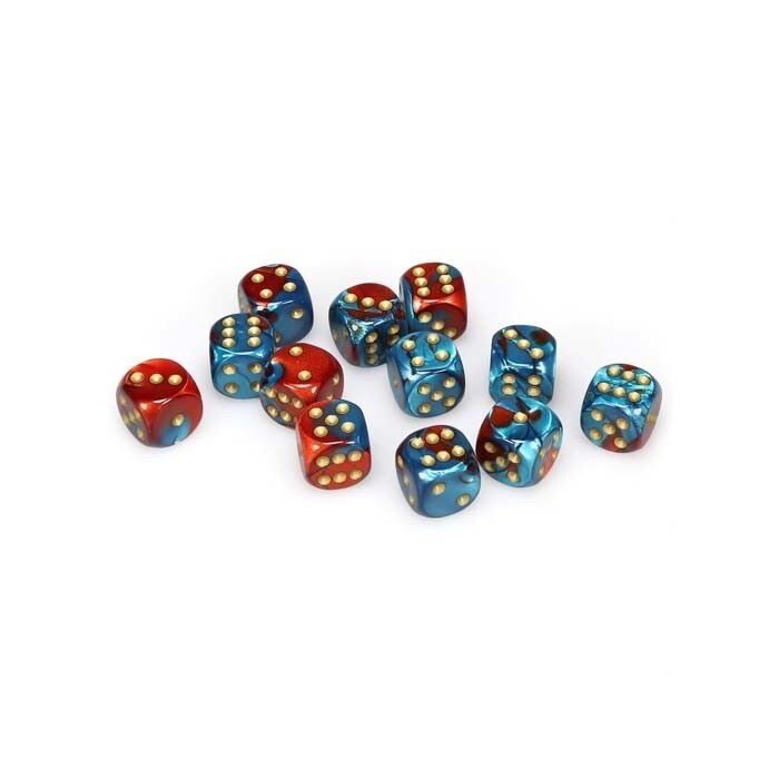 Chessex: 16mm D6 - Gemini - Red Teal w/ Gold