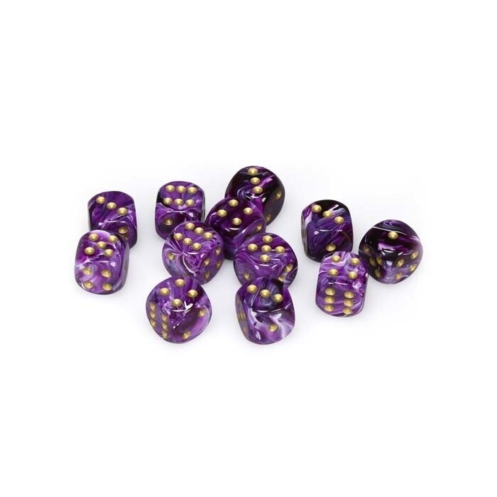 Chessex: 16mm D6 - Vortex - Purple w/ Gold