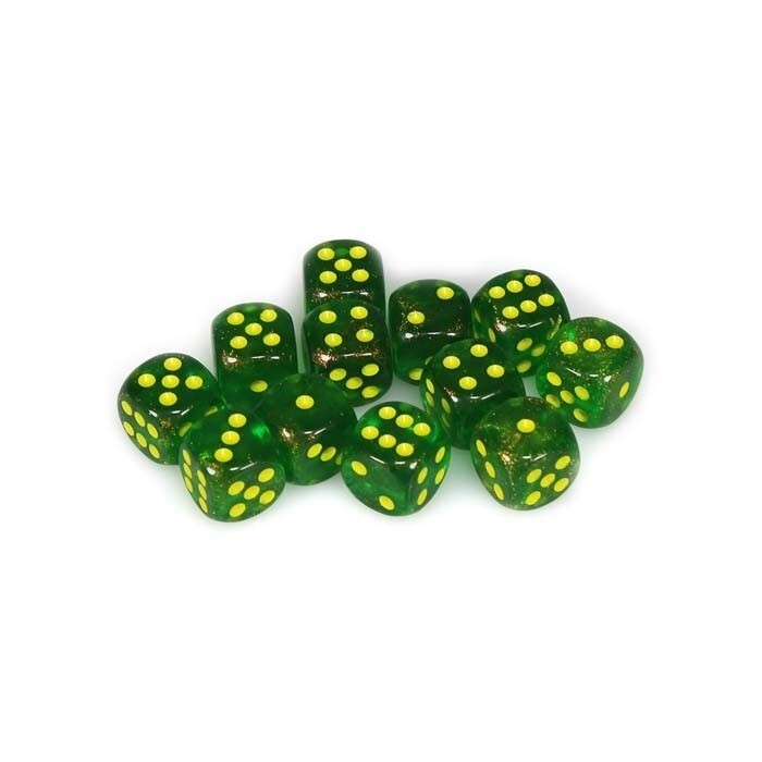 Chessex: 16mm D6 - Borealis - Maple Green w/ Yellow