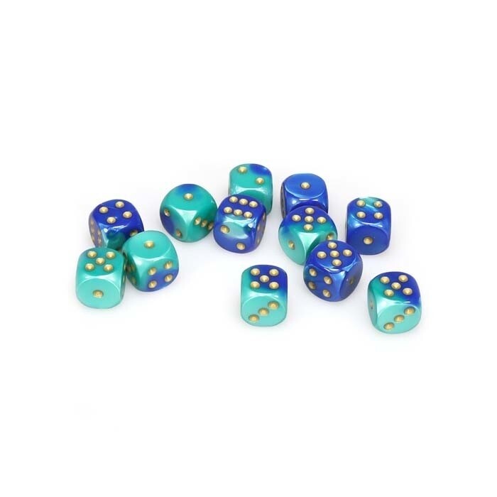 Chessex: 16mm D6 - Gemini - Blue-Teal w/ Gold