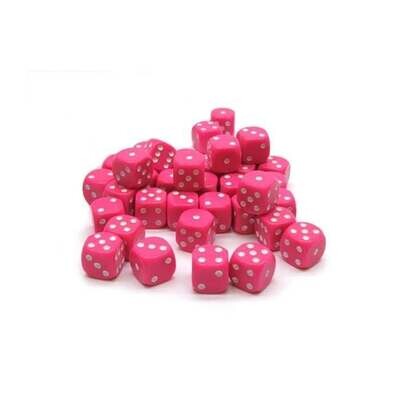Chessex: 12mm D6 - Opaque - Pink w/ White