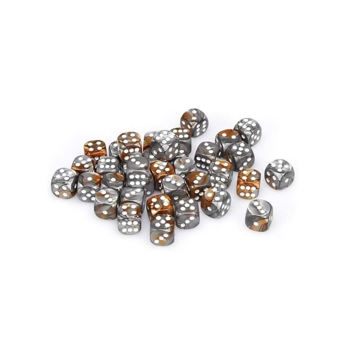 Chessex: 12mm D6 - Gemini - Copper-Steel w/ White