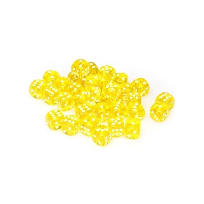 Chessex: 12mm D6 - Translucent - Yellow w/ White