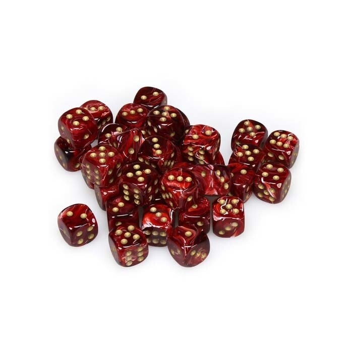 Chessex: 12mm D6 - Vortex - Burgundy w/ Gold