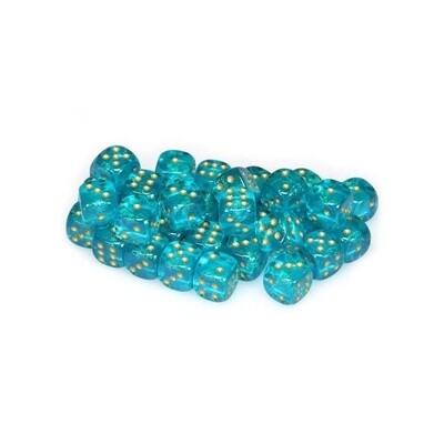 Chessex: 12mm D6 - Borealis - Teal w/ Gold